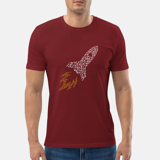 Organic T-shirt "Bitcoin Rocket" Burgundy