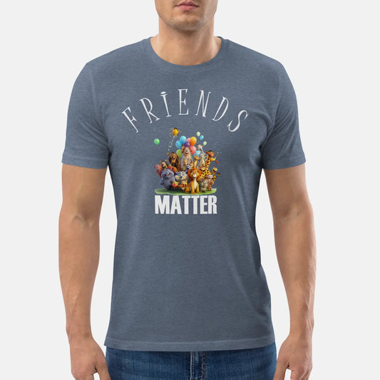 Organic T-shirt "Friends Matter" Dark Heather Blue